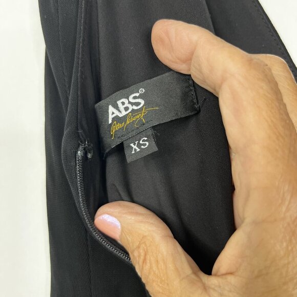 2/$30 ABS Allen Schwartz Jersey Deep V Low Back Evening Gown Black XS #8948 - Picture 6 of 9